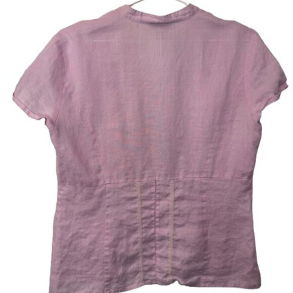 Puli blush linen cap sleeve button down top size 10 - Picture 5 of 7